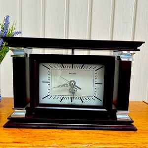 WALLACE SILVERSMITH WOODEN SPINNING CLOCK WITH PHOTO FRAME